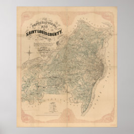 Saint Louis County vintage karta Poster
