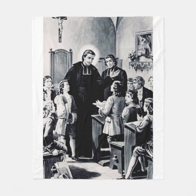 Saint Louis de Montfort Fransk präst Fleecefilt (Framsidan)