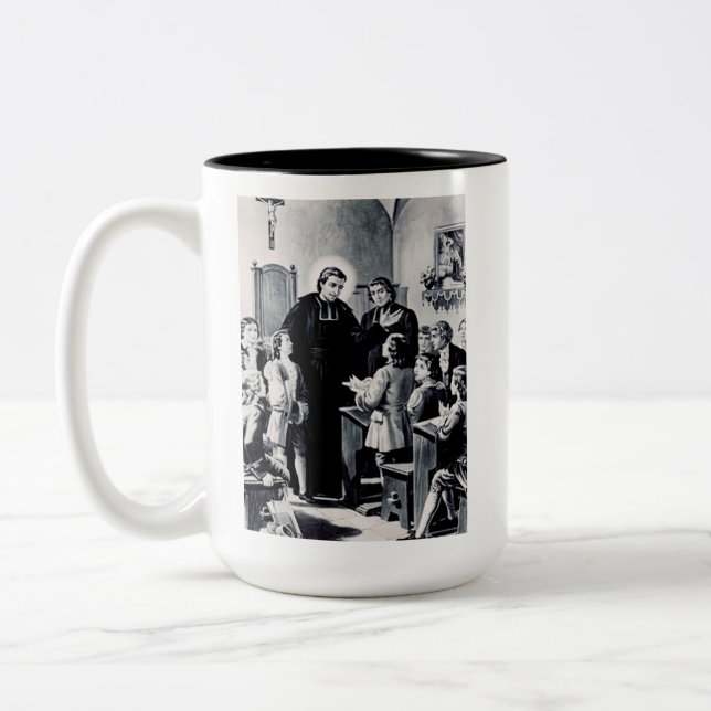 Saint Louis de Montfort fransk präst Två-Tonad Mugg (Vänster)