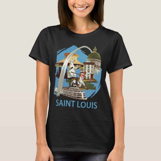 Saint Louis Gateway Arch Blå Resa T Shirt (Framsida)