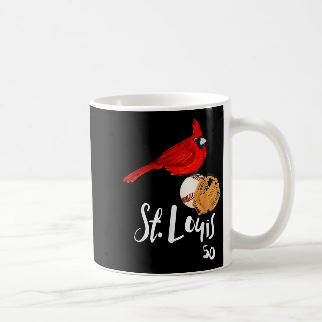 Saint Louis Red Cardinal Number 50 Baseball Art  Kaffemugg (Höger)