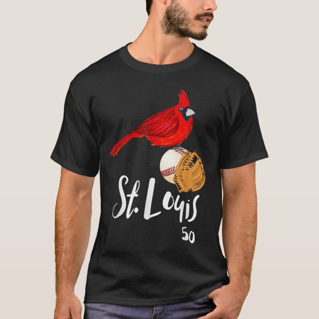 Saint Louis Red Cardinal Number 50 Baseball Art  T Shirt (Framsida)