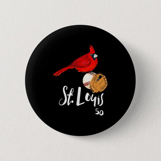 Saint Louis röda kardinal nummer 50 baseboll konst Knapp (Framsida)