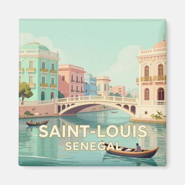 🌊 Saint-Louis Senegalflodens ö Magnet (Framsidan)