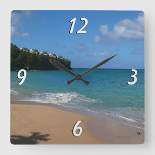 Saint Lucia Beach Tropical Vacation liggande Fyrkantig Klocka