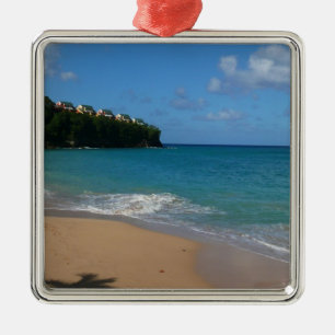 Saint Lucia Beach Tropical Vacation liggande Julgransprydnad Metall