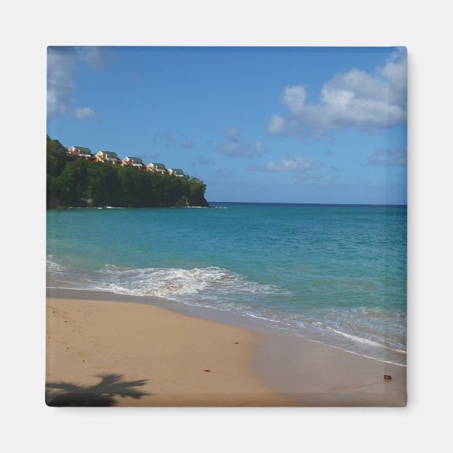 Saint Lucia Beach Tropical Vacation liggande Magnet (Framsidan)