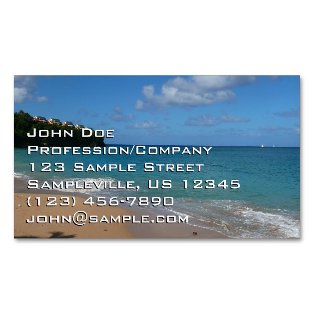 Saint Lucia Beach Tropical Vacation liggande Magnetiska Visitkort (Framsida)