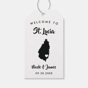Saint Lucia Bröllop Welcome Bag Märkre, Karta Presentetikett