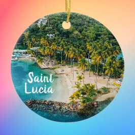 Saint Lucia Caribbean Beach Photo Julgransprydnad Keramik