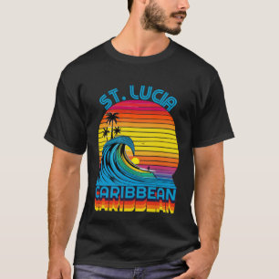 Saint Lucia Caribbean Retro Throwback Surfa & Beac T Shirt