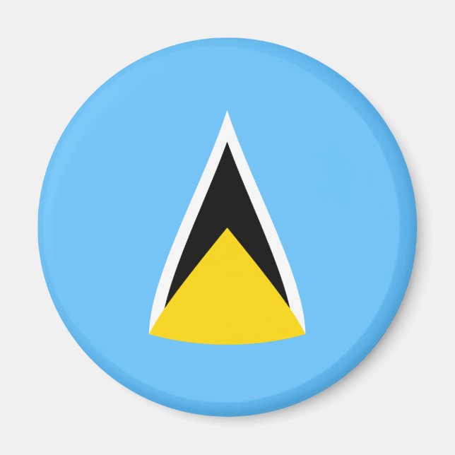 Saint Lucia Fisheye Flagga Magnet (Framsidan)
