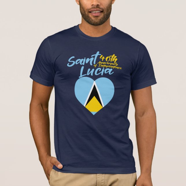 Saint Lucia Flagga 40:e Independence day T Shirt (Framsida)