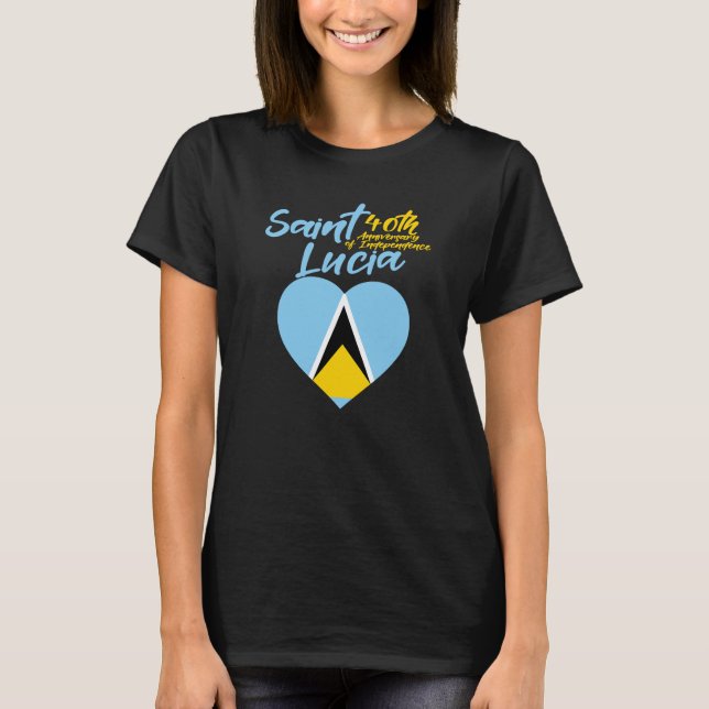 Saint Lucia Flagga 40:e Independence day T Shirt (Framsida)