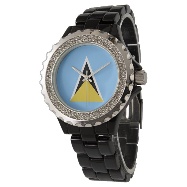 Saint Lucia flagga Armbandsur (Vinklad)