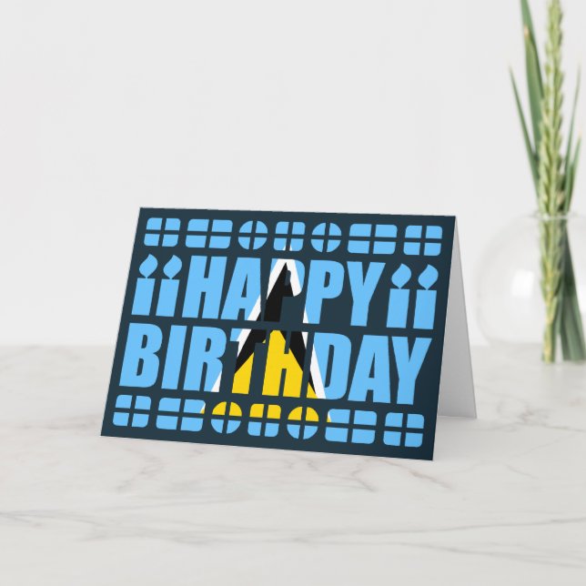 Saint Lucia Flagga Birthday Card Kort (Framsida)