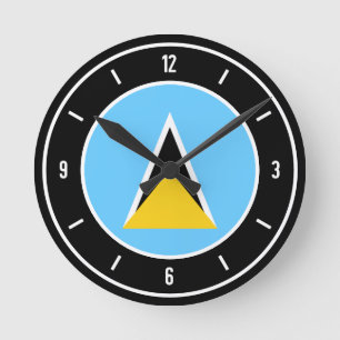 Saint Lucia Flagga Elegant Rund Klocka