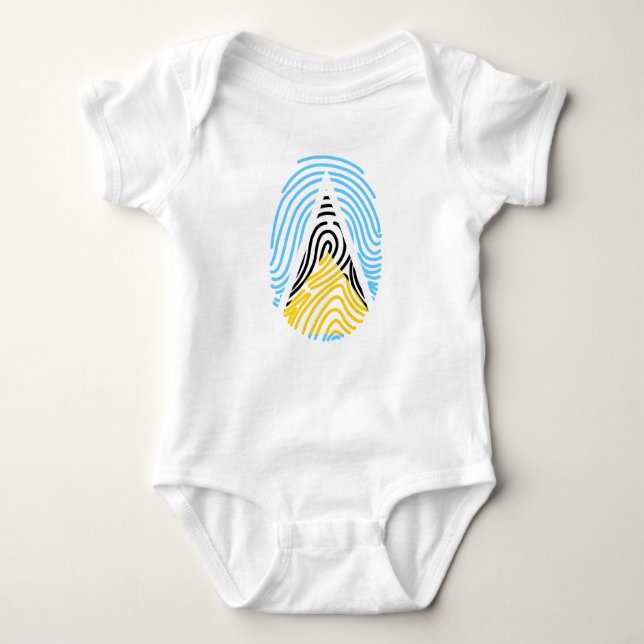 Saint Lucia Flagga Fingerprint T Shirt (Framsida)