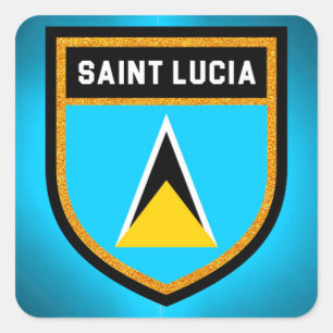 Saint Lucia Flagga Fyrkantigt Klistermärke