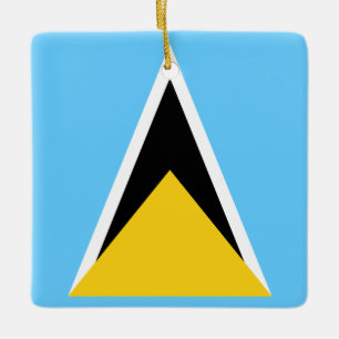 Saint Lucia Flagga Julgransprydnad Keramik