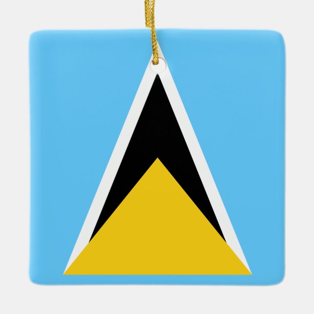 Saint Lucia Flagga Julgransprydnad Keramik (Framsida)