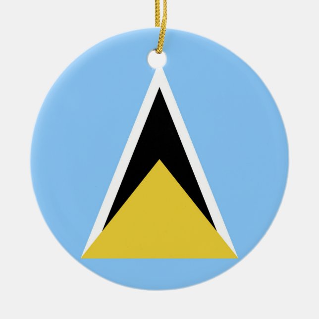 Saint Lucia flagga Julgransprydnad Keramik (Framsidan)
