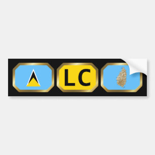 Saint Lucia Flagga Karta-kod Bumper Sticker Bildekal