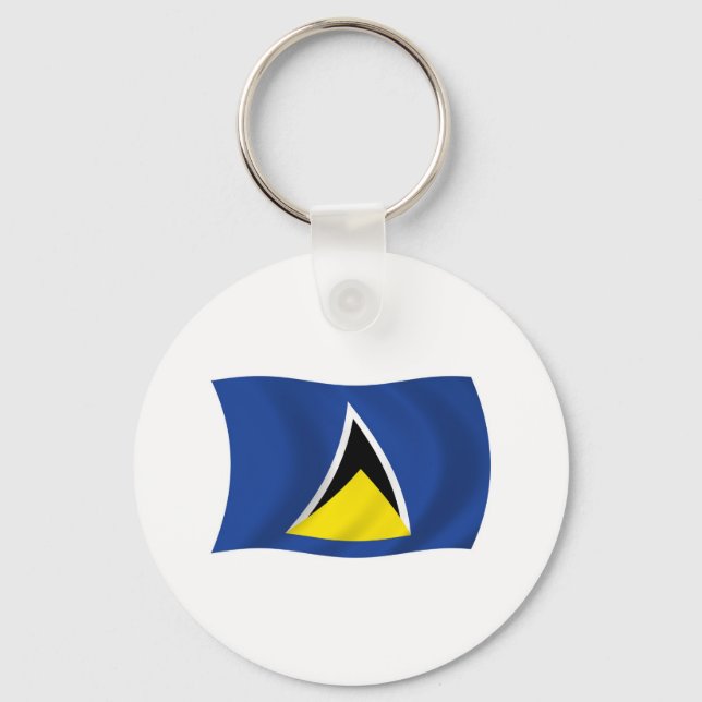 Saint Lucia Flagga Keychain Nyckelring (Framsida)