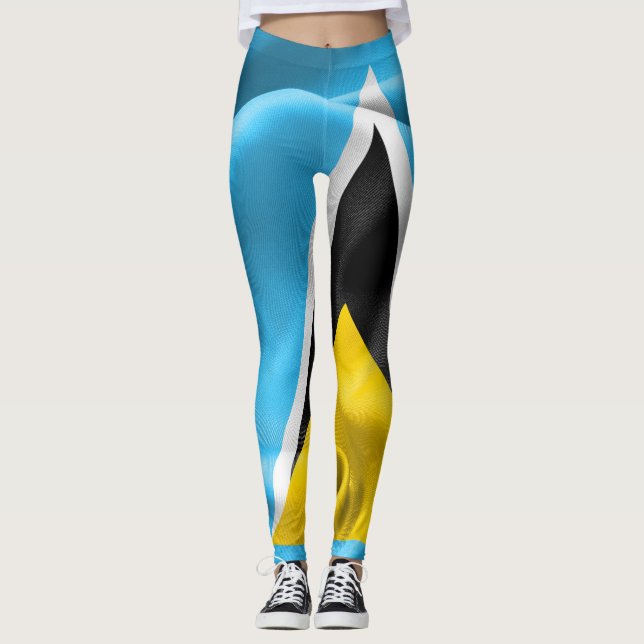 Saint Lucia Flagga Leggings (Framsida)