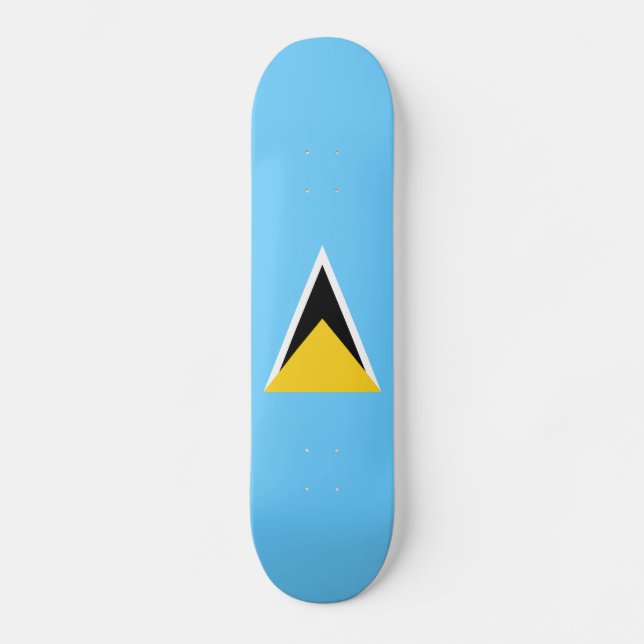 Saint Lucia Flagga Mini Skateboard Bräda 18,5 Cm (Framsida)
