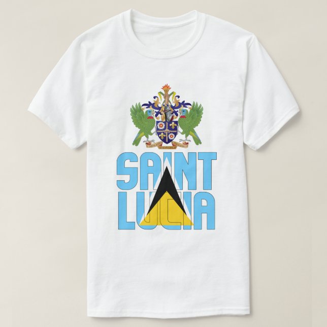 Saint Lucia Flagga och Jackar av Arm Patriotic T Shirt (Design framsida)