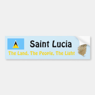 Saint Lucia Flagga och Karta Bumper Sticker Bildekal