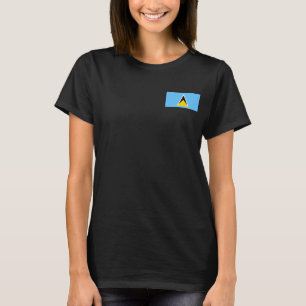 Saint Lucia Flagga och Karta dk T-Shirt