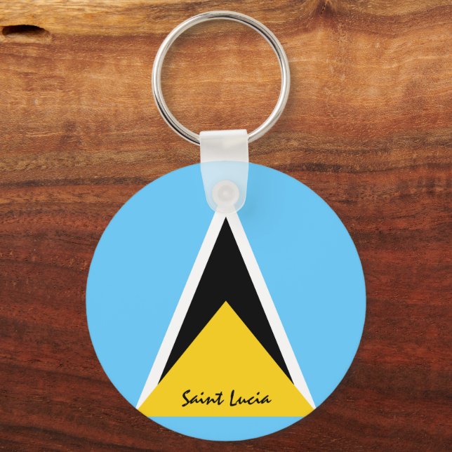 Saint Lucia Flagga och Saint Lucia-patrioter/sport Nyckelring (Framsida)