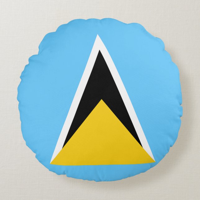 Saint Lucia-flagga Rund Kudde (Framsidan)
