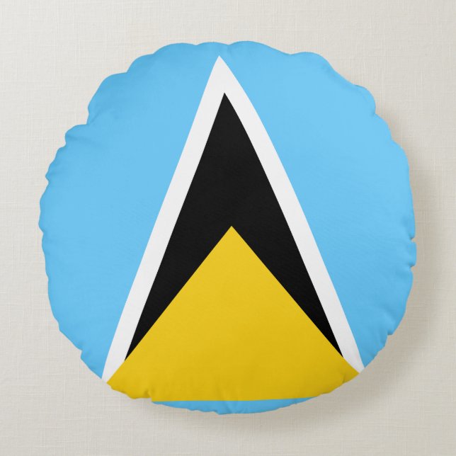 Saint Lucia Flagga Rund Kudde (Framsidan)