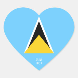 Saint Lucia Flagga Splendid Patriotic Hjärtformat Klistermärke