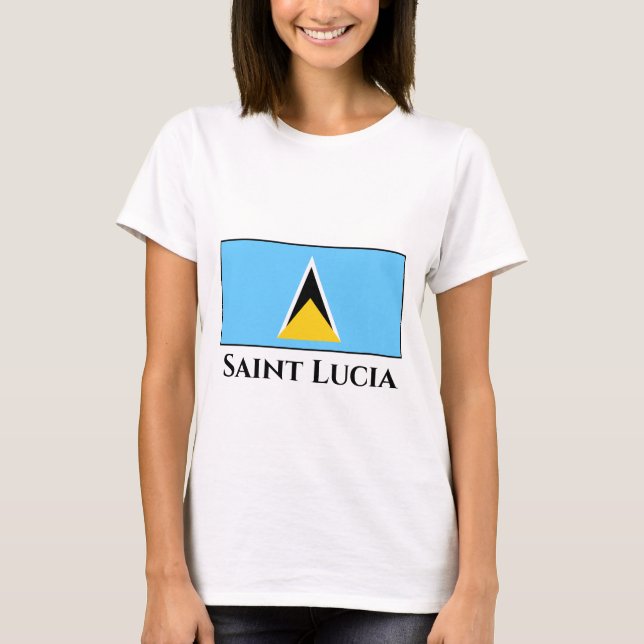 Saint Lucia Flagga T Shirt (Framsida)