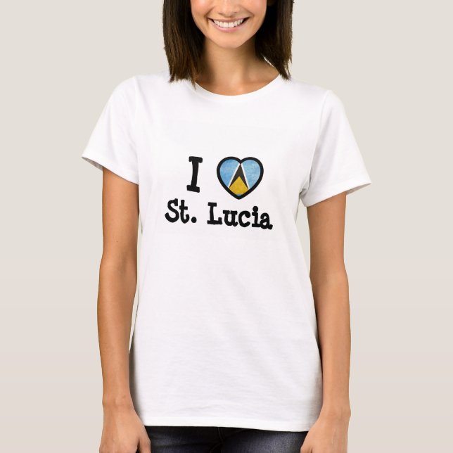 Saint Lucia Flagga T Shirt (Framsida)