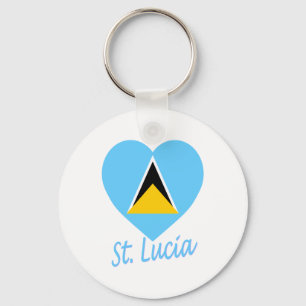Saint Lucia flaggahjärta Nyckelring