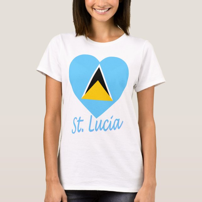 Saint Lucia flaggahjärta T-shirt (Framsida)