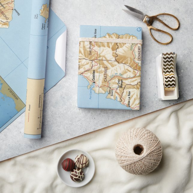 Saint Lucia Island Karta (1991)  Presentpapper (Hantverk)