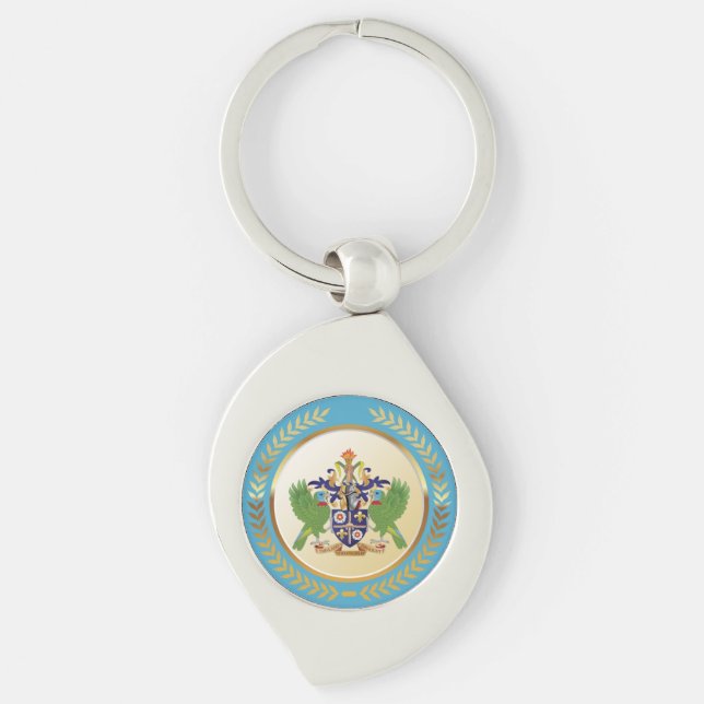 Saint Lucia Jackar av Arm Swirl Silverfärgad Nyckelring (Framsidan)