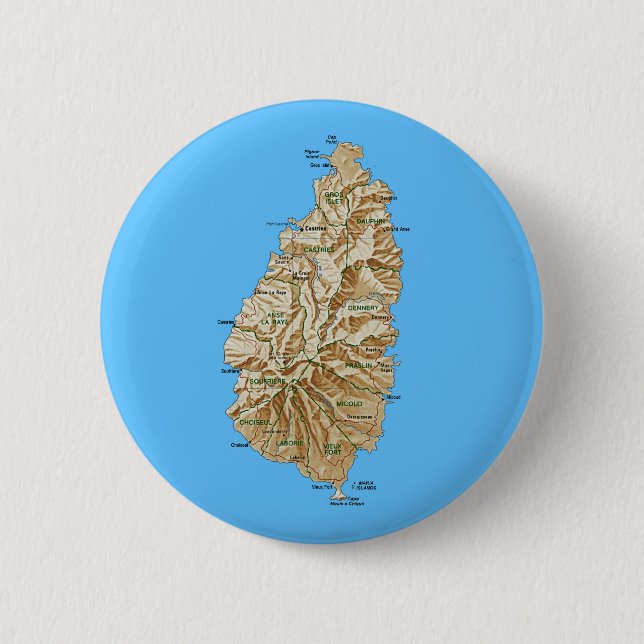 Saint Lucia Karta Button Knapp (Framsida)