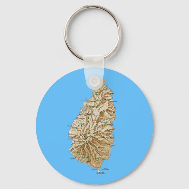 Saint Lucia Karta Keychain Nyckelring (Framsida)