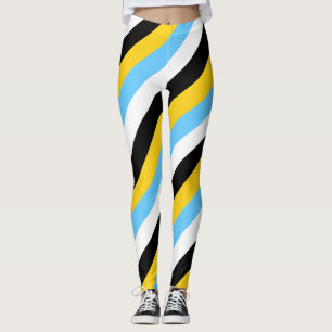 Saint Lucia National Flagga Färg Diagonal Stripe Leggings