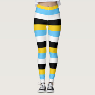 Saint Lucia National Flagga Färg Vågrät Rand Leggings