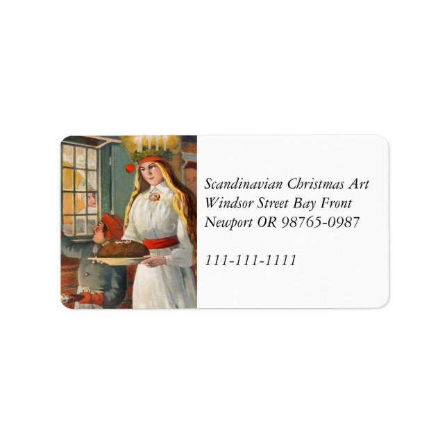 Saint Lucia och Child Bringing Saffron Bread Adressetikett (Framsidan)