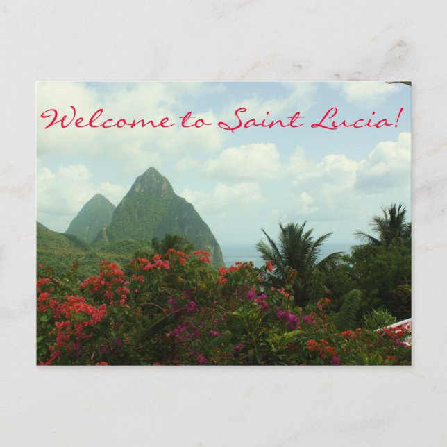 Saint Lucia Pitons Bröllop Welcome Bag Note Vykort (Framsida)