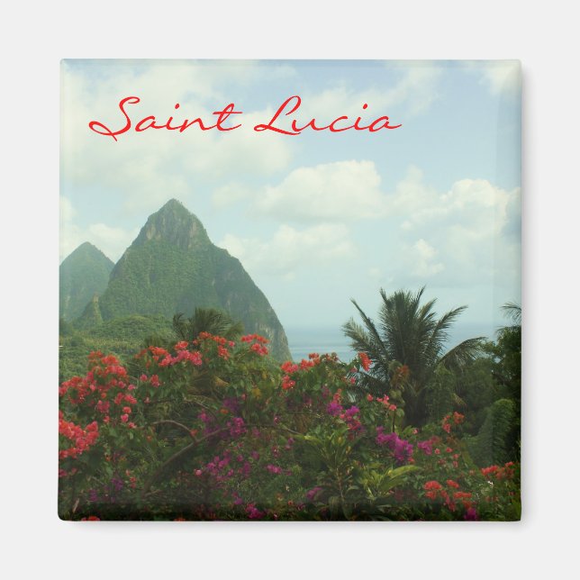 Saint Lucia Pitons Magnet (Framsidan)